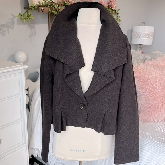 Wool coat jacket lightweight dark brown womens M Blazer Essentials by ABS - Picture 9 of 14